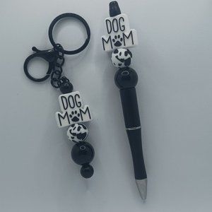 Dog Mom Beaded Pen and Keychain Bundle